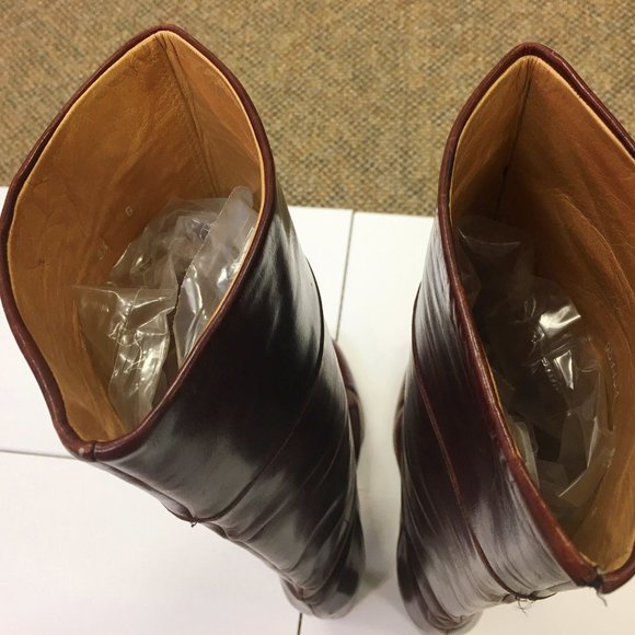 TANINO CRISCI BROWN LEATHER KNEE HIGH HEEL BOOTS - Picture 8 of 11